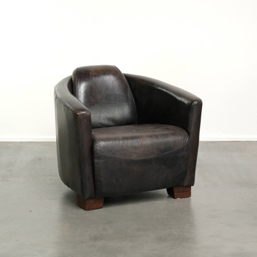 Aviator Design Sessel aus genarbtem Rindsleder mit bequemem Sitz