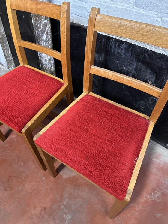 Image 1 of Exclusieve Set van 2 Vintage Engelse Eikenstoelen | G.H. & S. Keen (High Wycombe) | Mid-Century Ambacht