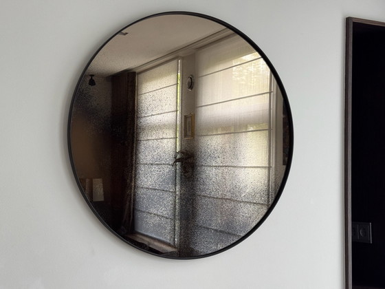 Ethnicraft Notre Monde, Aged Bronze Round Wall Mirror 92 cm, Dawn Sweitzer, Glass, Wood, Brown (photo 8 of 15)