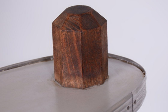 Soporte para flores restaurado de mediados de siglo, madera de haya, Umakart, aluminio, checo, década de 1950. (photo 8 of 8)