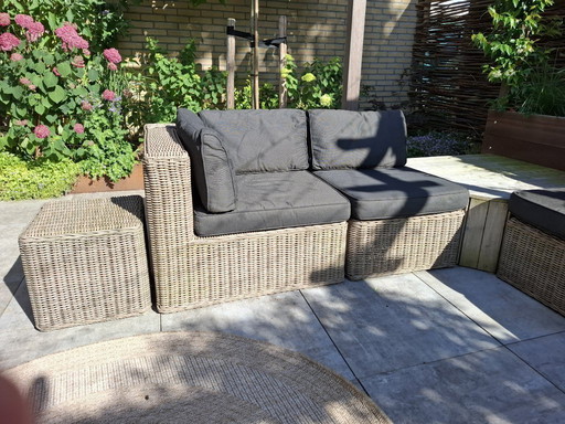 Mondial Garden Future Corner sofa lounge set + corner table and 2 poufs