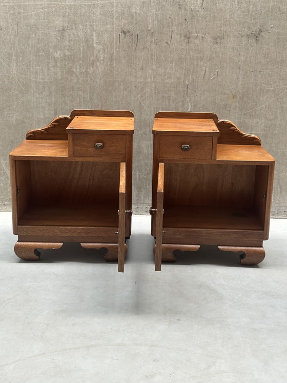 Image 1 of Juego de 2 mesitas de noche Art Déco / Art Nouveau