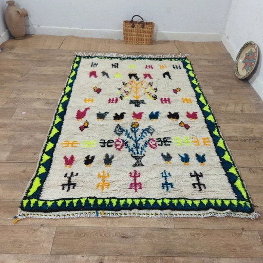 Tappeto berbero in lana Azilal – 100% lana dal Marocco, fatto a mano (227 × 148 cm)