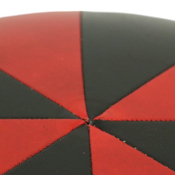 Image 1 of Pouf rotondo vintage rosso e nero