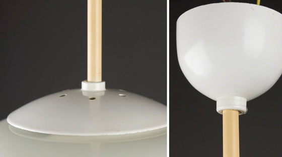 Image 1 of Bauhaus Art Deco hanglamp, opaalglas, wit, Mithras plafondlamp