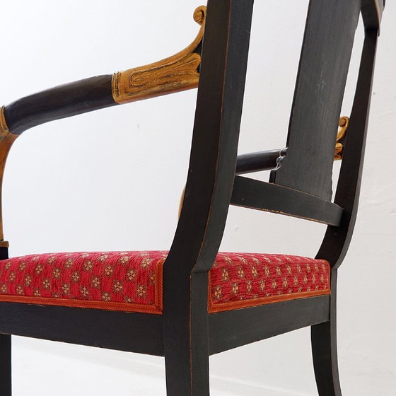 Image 1 of Fauteuil Empire noir et or - XIXe siècle