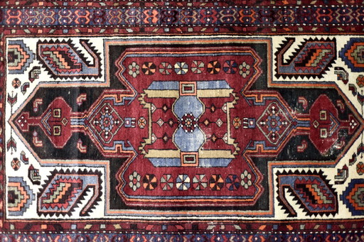 Vintage Hand-Woven Oriental Zanjan Hamadan Rug, Middle Eastern, 1960s