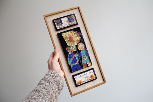 1x Decorazione murale/targa da parete in ceramica vintage di Henk Potters – wanddecoratie, Textile (photo 2 of 8)