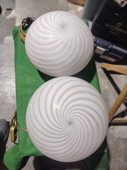 Opal Murano glass lampshades