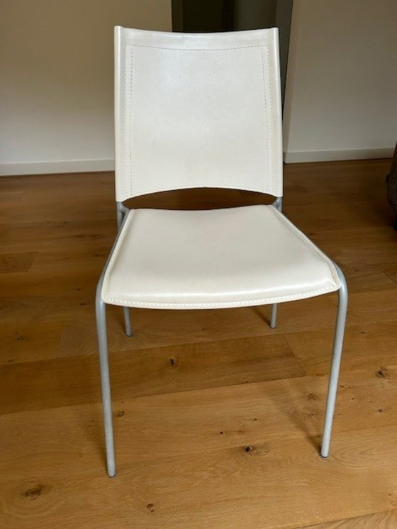 Image 1 of set of 6 white dining chairs