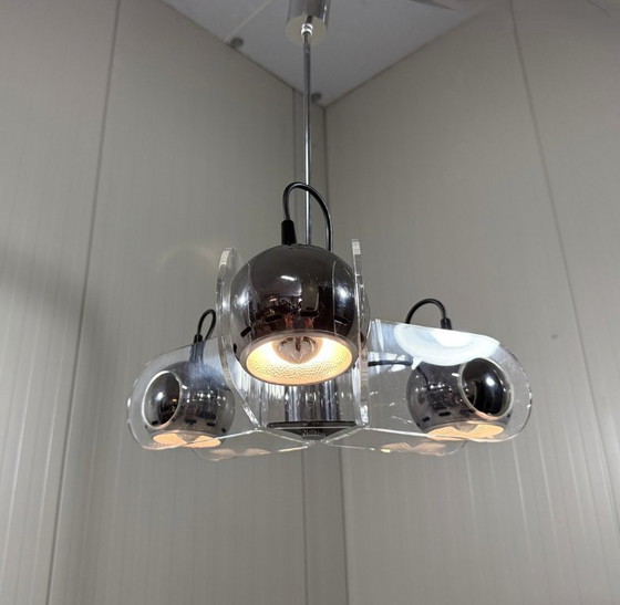 Image 1 of Lampada a sospensione in plexiglass stile Gino Sarfatti, anni '70