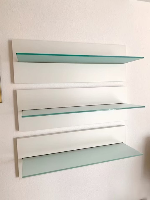 Molteni & C wall shelf with frosted glass, set of 3