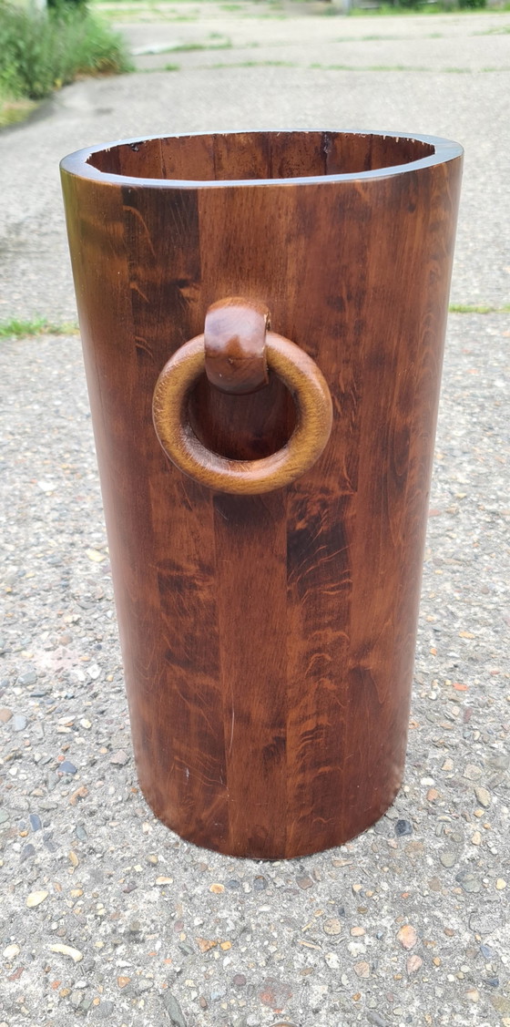 Image 1 of Vintage Wooden Umbrella Stand Brutalist '50s