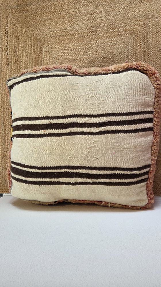 Image 1 of Colorful Berber pouf, playful seat cushion