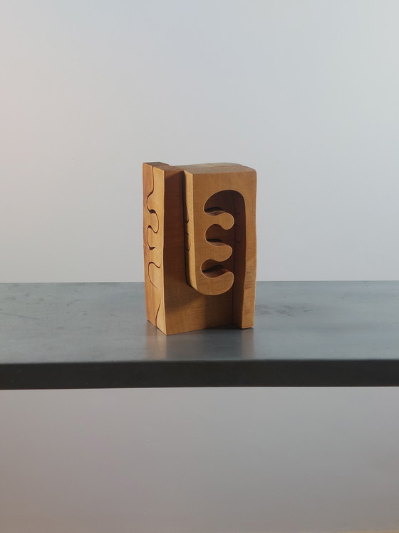 Image 1 of Scultura in legno vintage intagliata a mano, puzzle di Gunnar Kanevad
