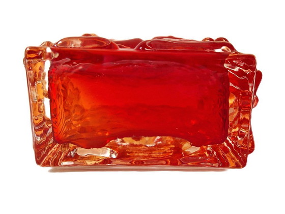 Image 1 of Josef Schott - Vase bloc orange - Smålandshyttan Suède