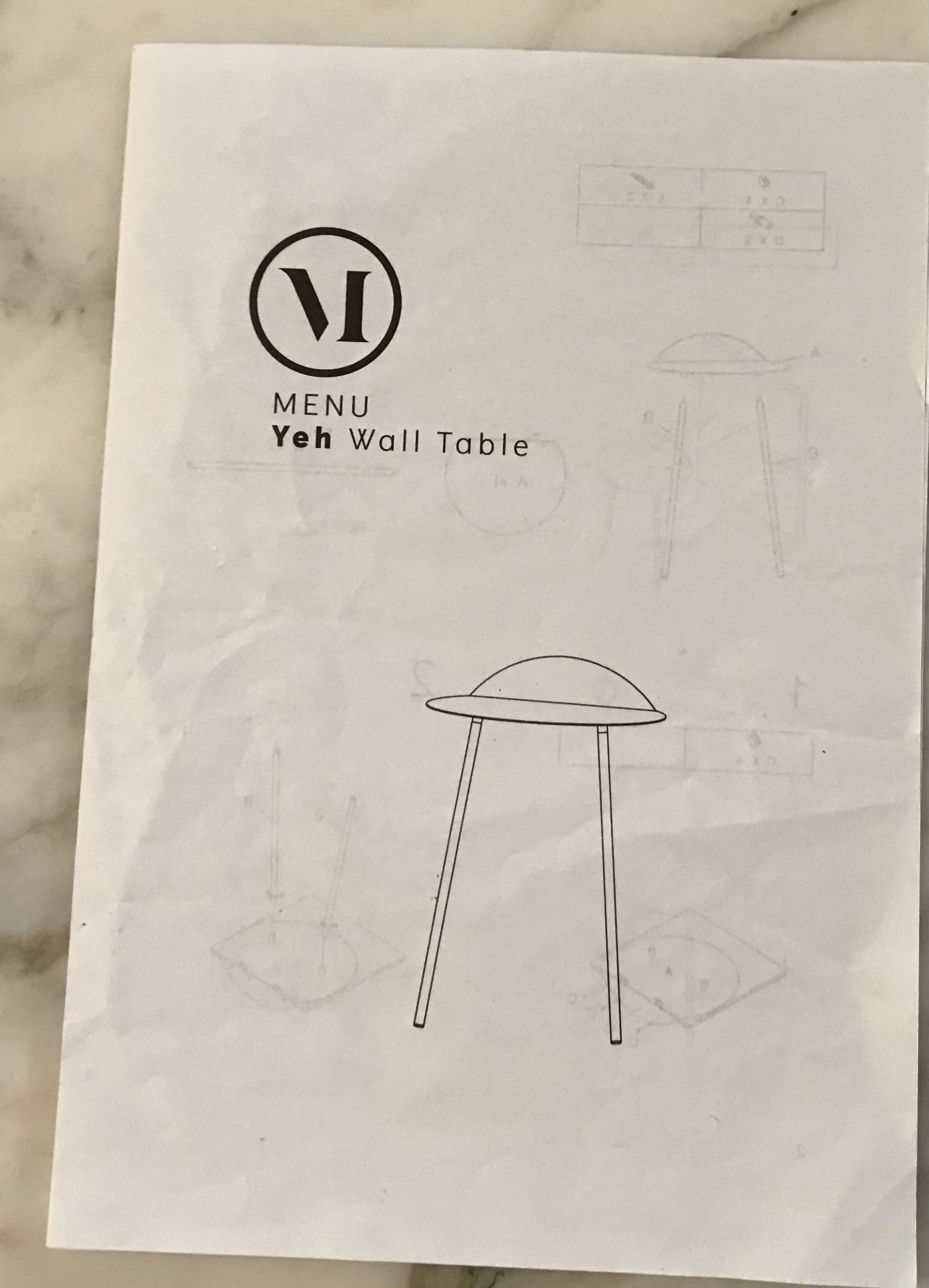 Menu yeh deals wall table