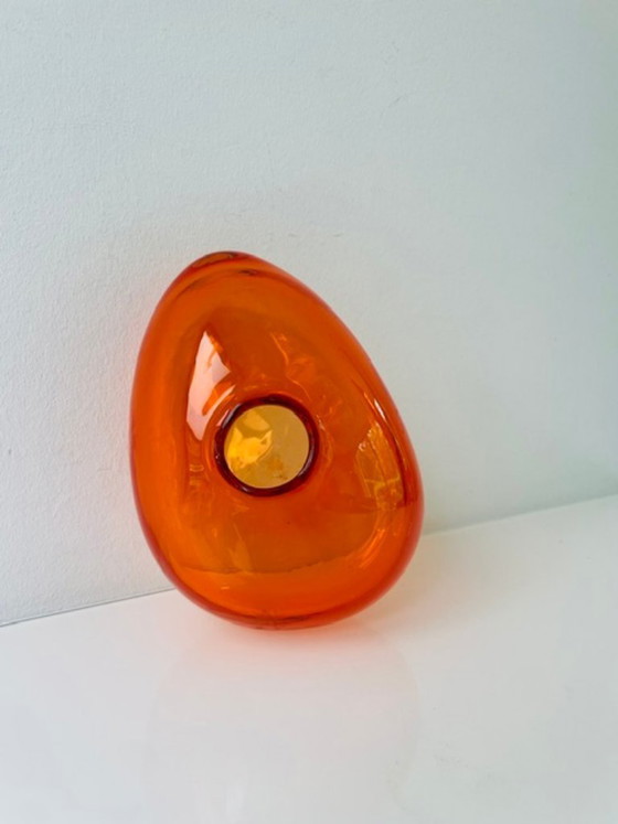 Image 1 of Mouth-blown orange glass vase, organic shape