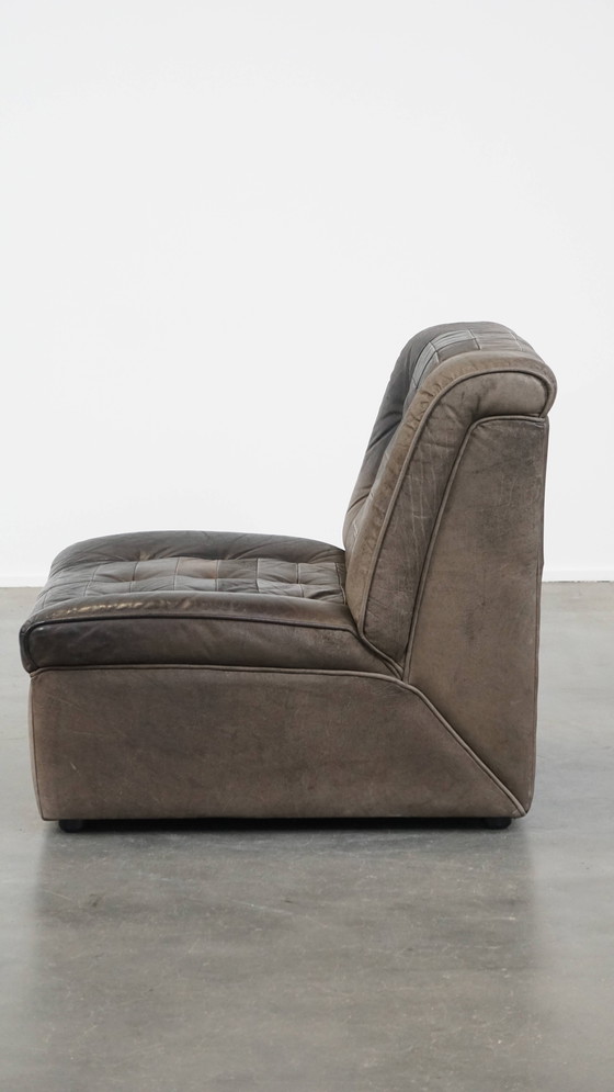Image 1 of Grijze Vintage Lederen Design Fauteuil
