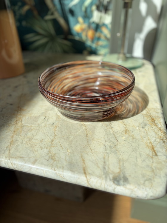 Vintage Murano Style Glass Bowl – Turtle / Tortoiseshell Swirl – Ø 20 cm – Table accessories (photo 4 of 8)