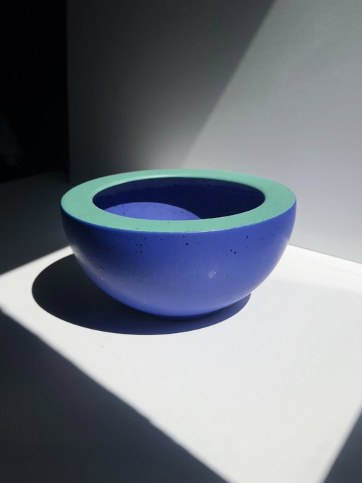 Bol en céramique vintage, postmoderne, bleu cobalt outremer, style années 80/90, bol Memphis