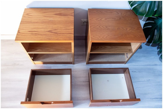 Image 1 of Coppia di comodini in olmo anni '80, design brutalista, stile chalet