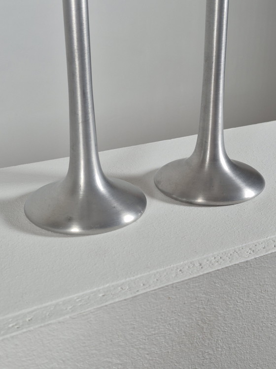 Pair of vintage postmodern Candle holders Ikea Kägla Carl Öjerstam – Aluminium (photo 3 of 15)