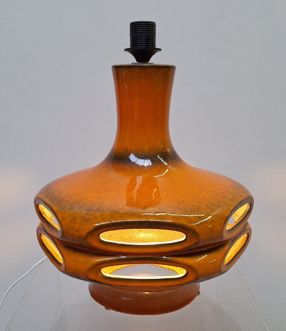 Image 1 of Stein keramiek oranje ufo space age vloerlamp