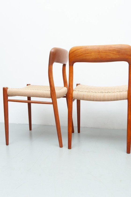 Image 1 of 6x dining chairs model 75 made of teak by Niels Otto Møller for J. L. Møller Møbelfabrik (1950s)