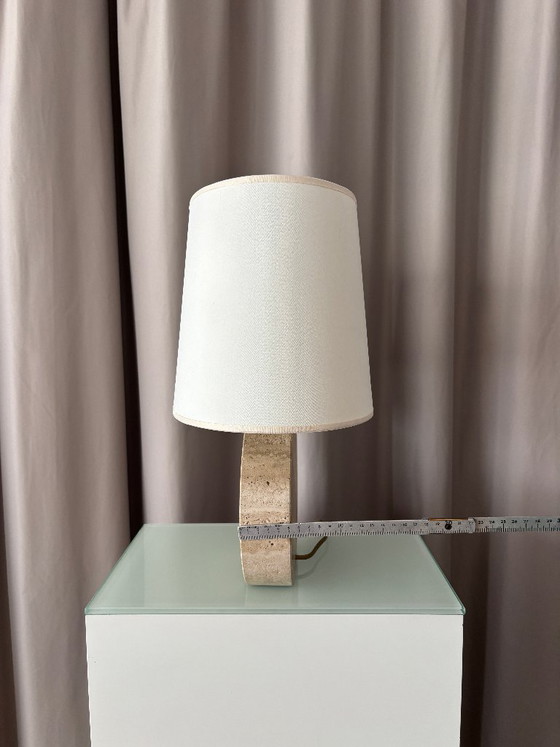 Lámpara de mesa de travertino con círculos concéntricos, Beige, Fratelli Mannelli, Lámparas de mesa, Textil (foto 6 de 13)