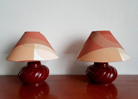 Image 1 of 2x vintage ceramic bedside lamps