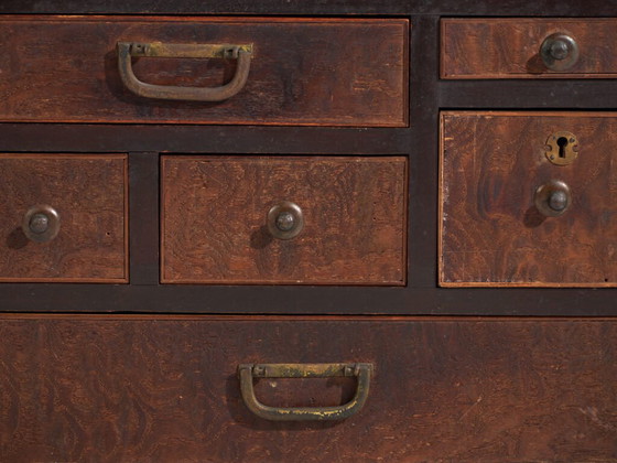 Small antique Japanese Tansu - Taishō / Showa Period (c. ) #99 – Chest of drawers, Metal (photo 36 of 40)