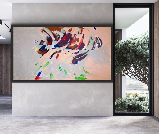 Abstract Painting on Canvas Fusion