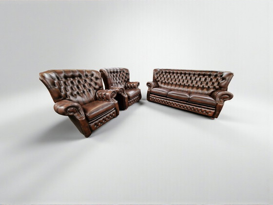 Image 1 of Springvale Woburn lounge-set in hand-finished chestnut top-grain leer