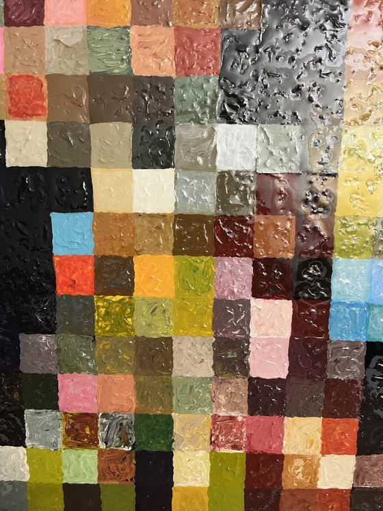 Image 1 of Pixelkunst: Meisje met een parel – Modern harsschilderij