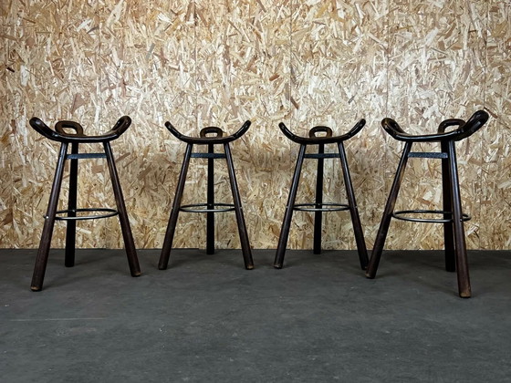 Image 1 of 4x 50's 60's Bar Stools Tabouret de bar Attributed Carl Malmsten Sweden Design