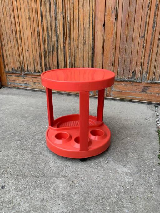 Mid-Century Italiaanse Serveerwagen van rood plastic, jaren 70