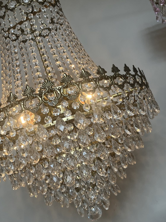 Image 1 of XL franse echt kristallen vintage zakkroonluchter hanglamp
