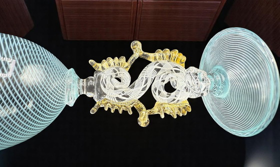 Image 1 of Murano – Calice Veneziano in Vetro Artistico con Filigrana a Spirale