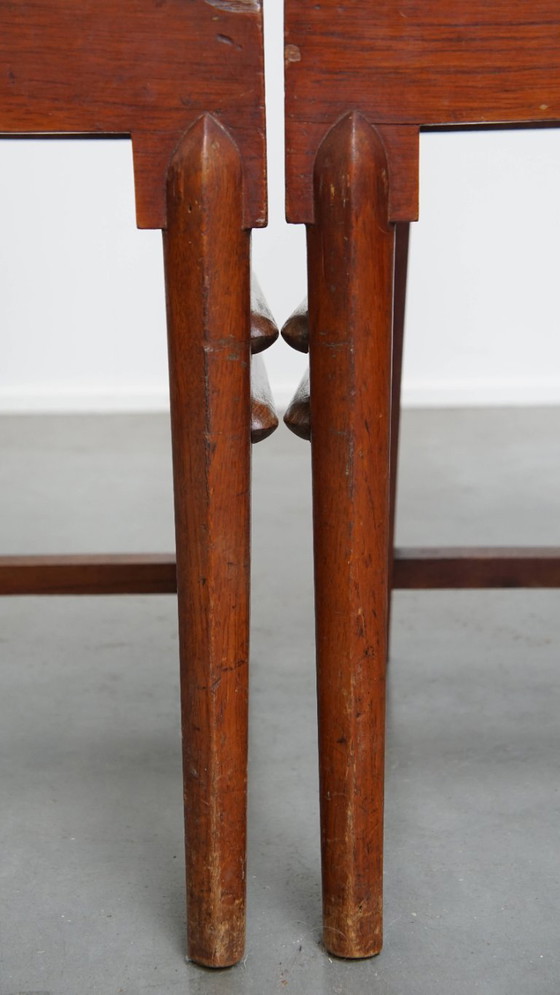 Image 1 of 4 x Sedia da pranzo in legno dal design Art Deco con seduta e schienale in vimini