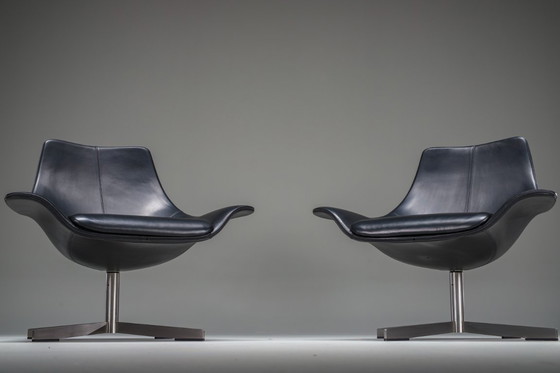 Image 1 of Set di poltrone in pelle di Rodolfo Dordoni per Matteo Grassi, anni '90