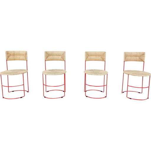 Set of 4 mid-century chairs by Laura de Lorenzo and Stefano Stefani, Italy 1980s