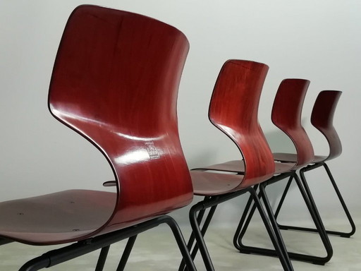 4x sedia laterale FLÖTOTTO PAGWOOD set di sedie anni '70 nere VINTAGE design industriale seduta modellata