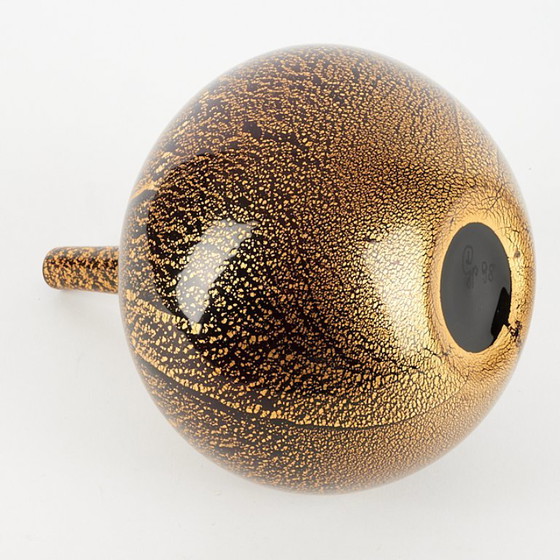 Image 1 of Raro vaso in vetro vintage, nero/oro