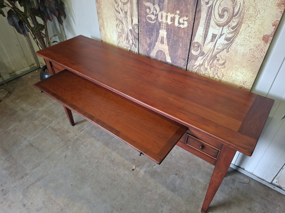 Image 1 of Mesa auxiliar clásica de madera de cerezo, mesa de pared, consola, dimensiones: 145x40cm y 72cm de alto.