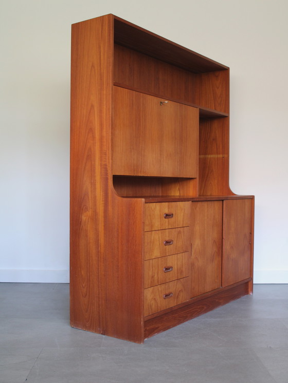 Vintage Deens wandmeubel in teak met secretaire – Wandkast, Wood (photo 8 of 13)