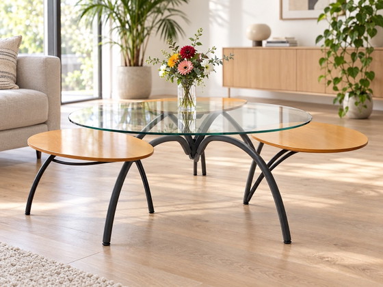Ikonischer „Spyder“ Couchtisch von Ettore Sottass, Knoll, Couchtische, Holz, Braun (Foto 5 von 5)