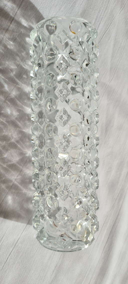 Pavel Pánek - Brutalism - small pressed glass vase - Libochovice glassworks / Sklo Union 70s – vazen