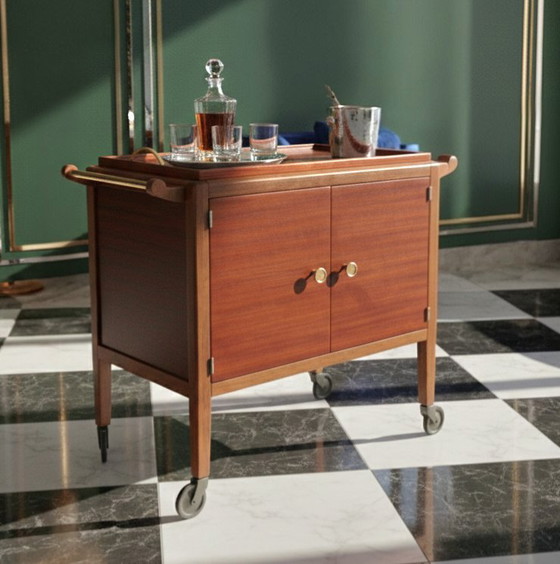 Image 1 of Desserte roulante Art Déco à plateau amovible – Ateliers Gauthier-Poinsignon Nancy, circa 1930