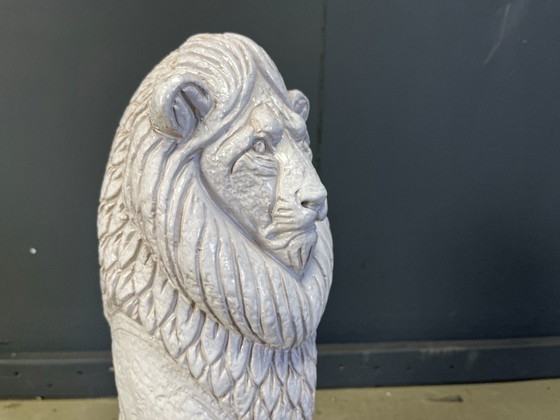 Image 1 of Pair of Renaissance Style Terracotta Lion Sculptures, 1950s